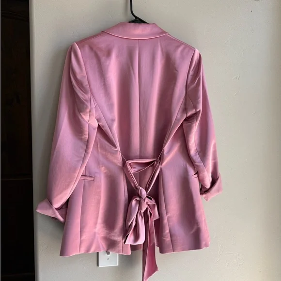 Express Pink Blazer Small Barbiecore Coquette Power Blazer Chic Workwear - Picture 3 of 7